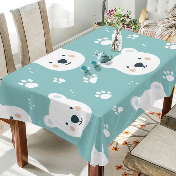 BZSMCE Square Tablecloth White Bear Face Pattern Pattern Tableclothes