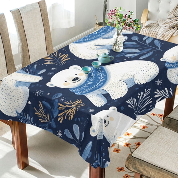 BZSMCE Square Tablecloth White Bear Pattern Pattern Tableclothes
