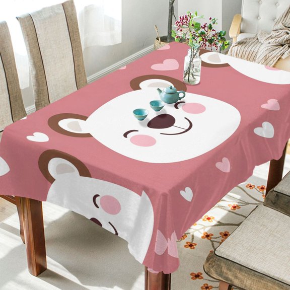BZSMCE Square Tablecloth White Bear Pattern Pattern Tableclothes