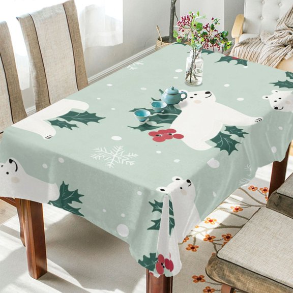 BZSMCE Square Tablecloth White Bear Pattern Pattern Tableclothes