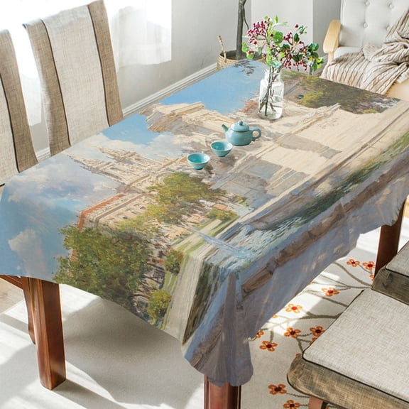 BZSMCE Square Tablecloth White Marble Monument Pattern Tableclothes
