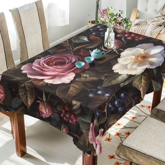 BZSMCE Square Tablecloth White and Pink Blossom Pattern Tableclothes