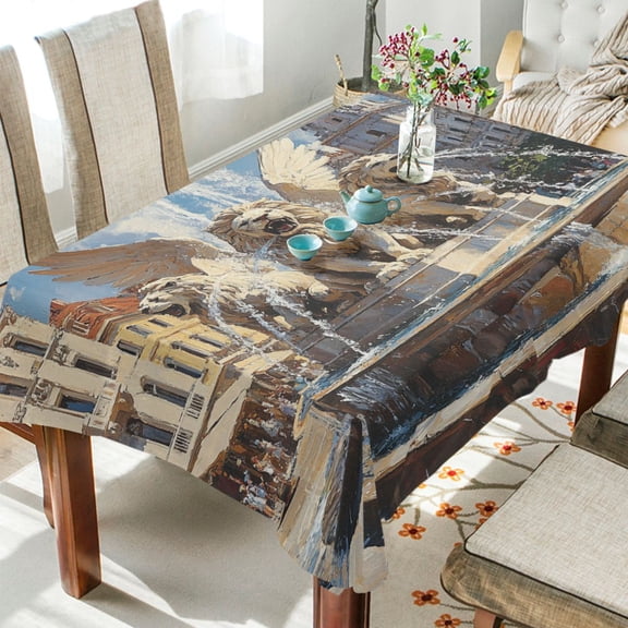 BZSMCE Square Tablecloth Winged Lions Panting Pattern Tableclothes