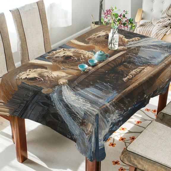 BZSMCE Square Tablecloth Winged Lions Pattern Tableclothes