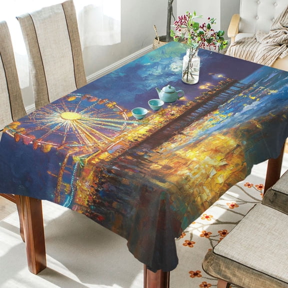 BZSMCE Square Tablecloth Wonderful Ferris Wheel Pattern Tableclothes