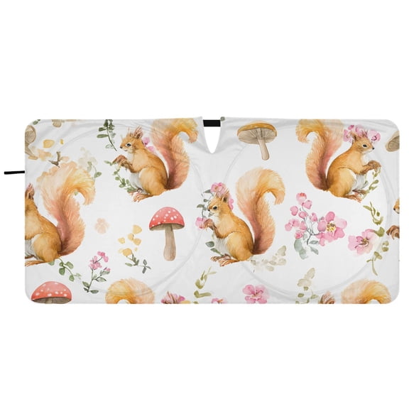 BZSMCE Squirrel Mushroom Flower Pattern Shade Foldable UV Protection for Car SUV Truck 59" x 30"/62" x 32"