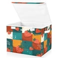 thumbnail image 1 of BZSMCE Storage Bin Cube Organizer Basket with Flip-Top Lid Color-block Berry Delight Printed, 1 of 7