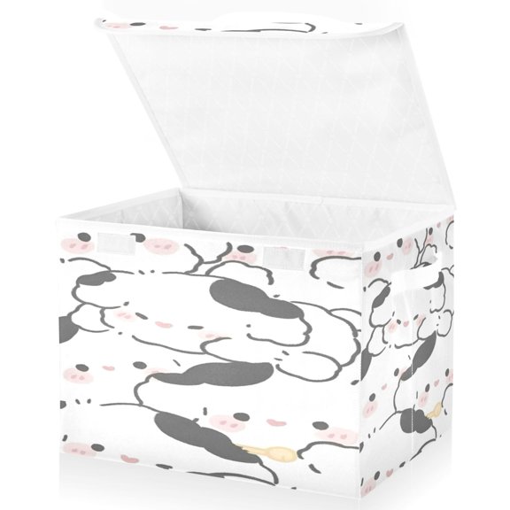 BZSMCE Storage Bin Cube Organizer Basket with Flip-Top Lid Panda Pup Parade Printed