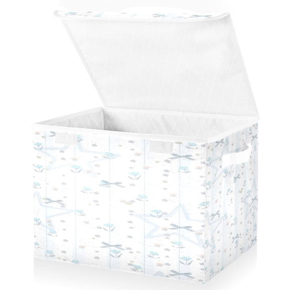 BZSMCE Storage Bin Cube Organizer Basket with Flip-Top Lid Starry Sky Stripes Printed