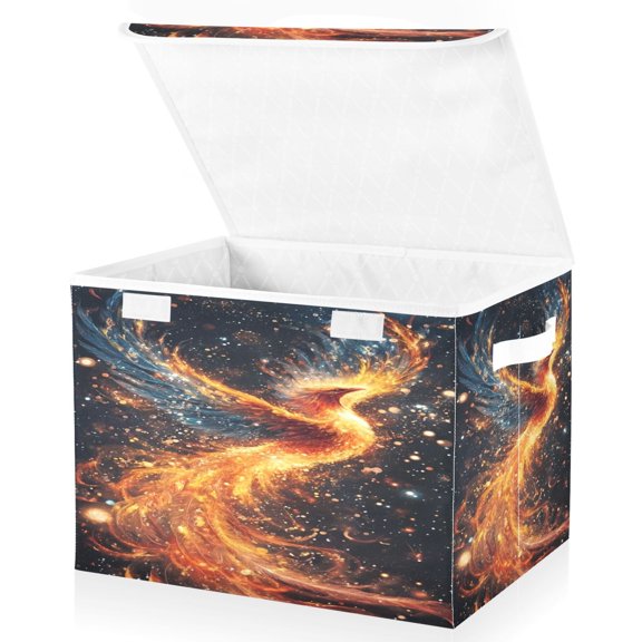 BZSMCE Storage Bin Cube Organizer Basket with Flip-Top Lid Stellar Phoenix Printed