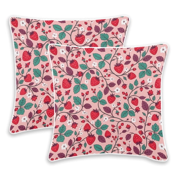 BZSMCE Strawberry Leaf Throw Pillow Covers Set of 2 Decorative Pillow Cases Covers for Sofa Bed Living Room