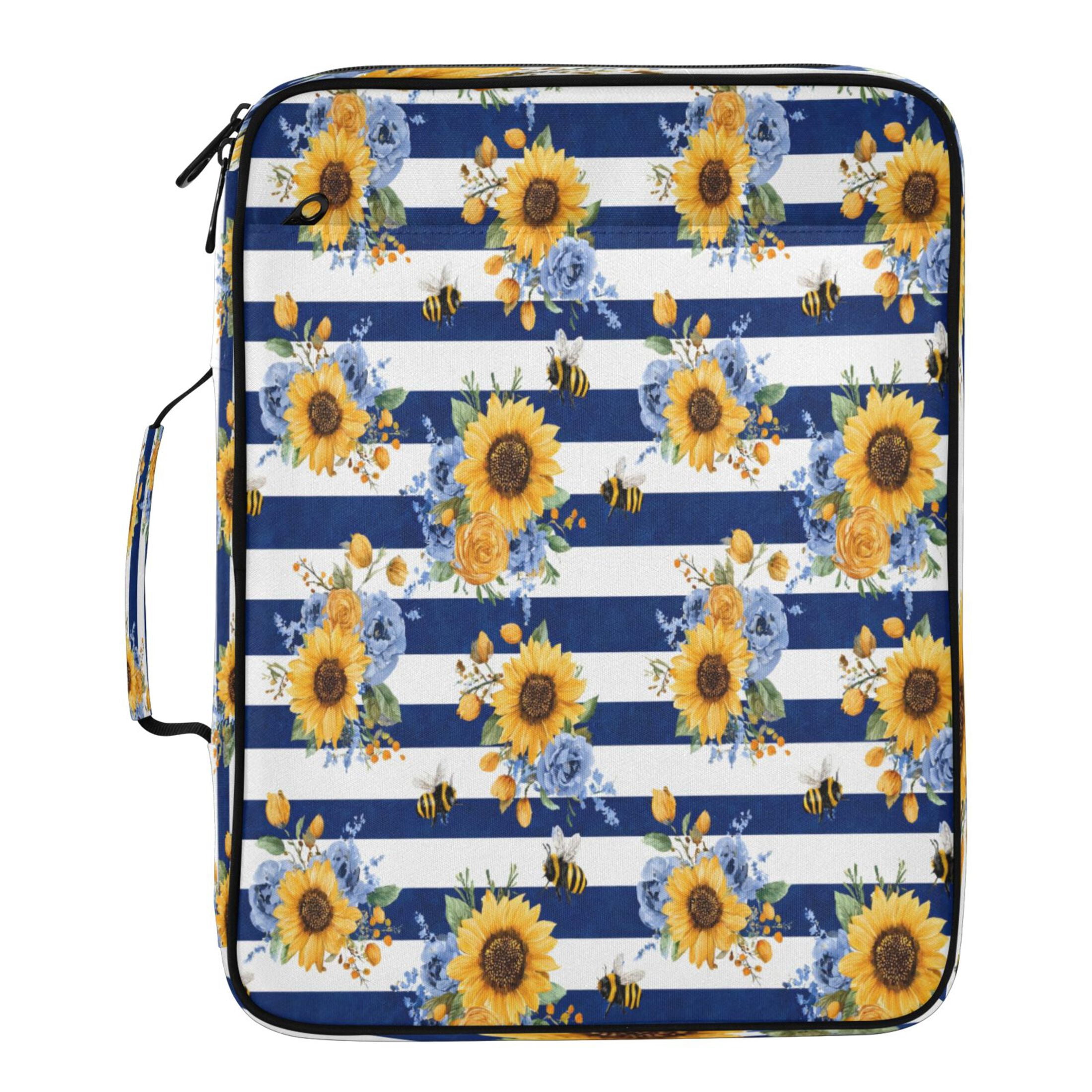 BZSMCE Striped Bee Flower Pattern Pattern Water-Resistant Filing Folder ...