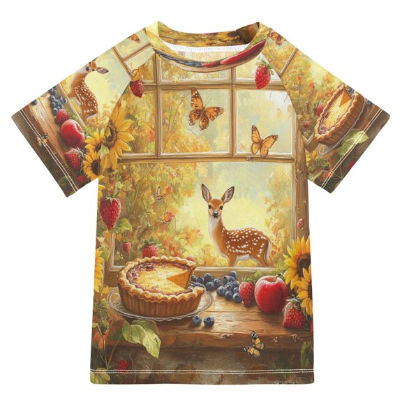 BZSMCE Summer T-shirt Sunscreen Autumn's Embrace by The Window Pattern Swim Tops