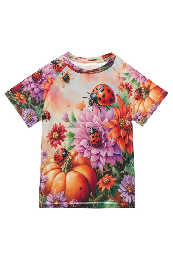 Summer T-shirt Sunscreen Blossoms and Bees Pattern Swim Tops