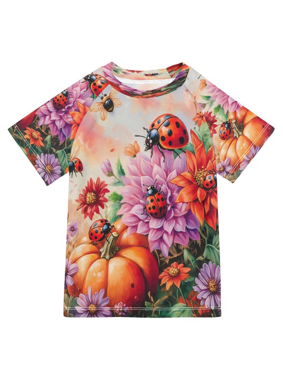Summer T-shirt Sunscreen Blossoms and Bees Pattern Swim Tops