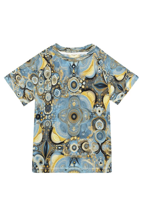 Summer T-shirt Sunscreen Celestial Blue Pattern Swim Tops