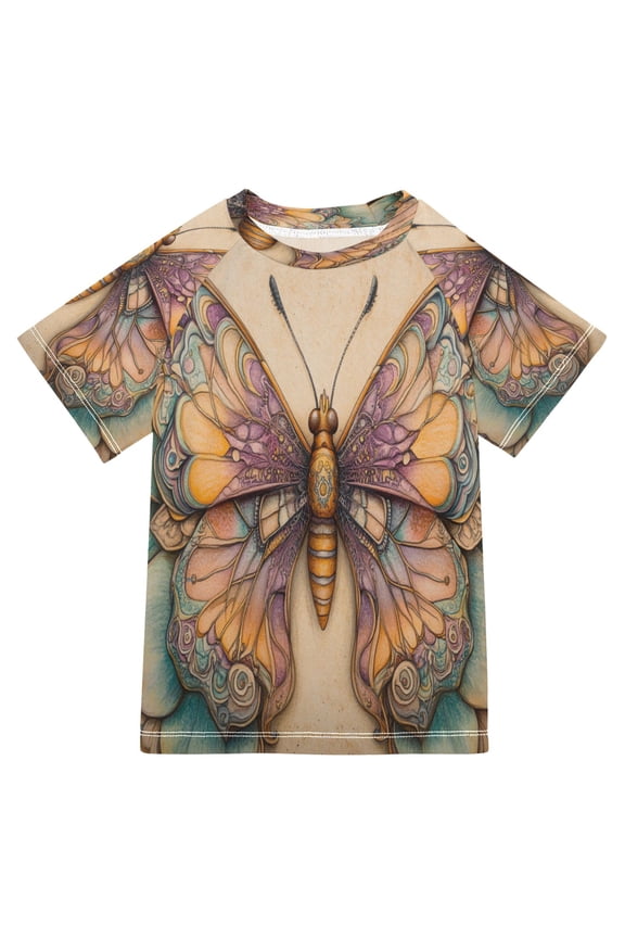 Summer T-shirt Sunscreen Colorful Abstract Butterfly Pattern Swim Tops