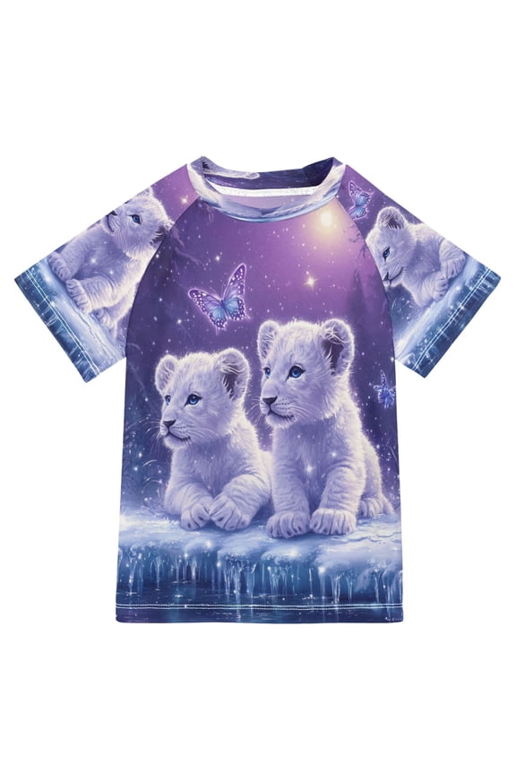 Summer T-shirt Sunscreen Cubs in A Winter Wonderland Pattern Swim Tops