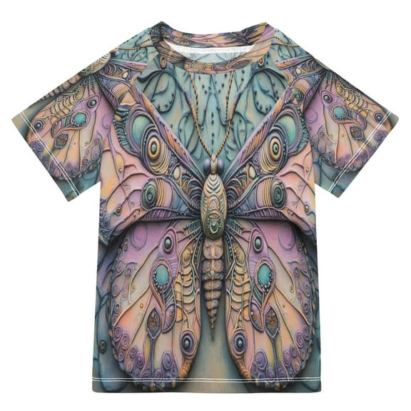 BZSMCE Summer T-shirt Sunscreen Decorative Butterfly Pattern Swim Tops