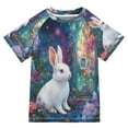 thumbnail image 1 of BZSMCE Summer T-shirt Sunscreen Enchanted Garden Rabbit Pattern Swim Tops, 1 of 6