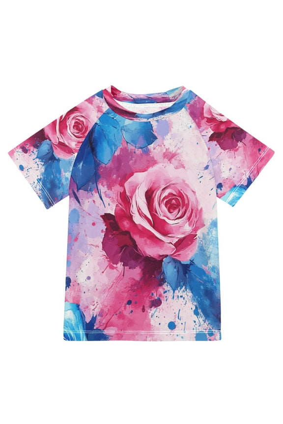 Summer T-shirt Sunscreen Floral Antelope Illustration Pattern Swim Tops