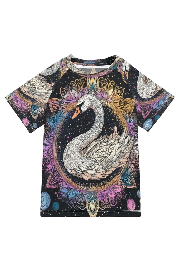 Summer T-shirt Sunscreen Galactic Elegance The Swan Pattern Swim Tops