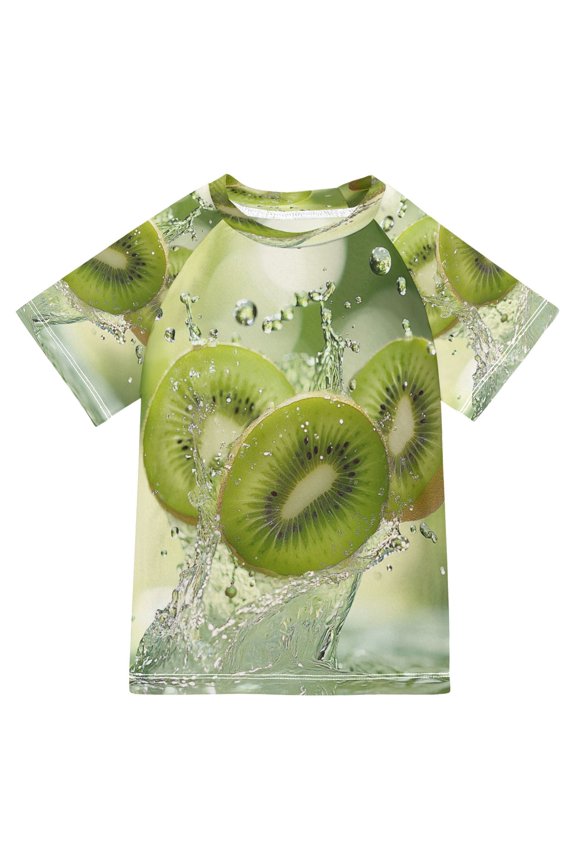 Summer T-shirt Sunscreen Kiwi Slices Fall Into Water Pattern Swim Tops