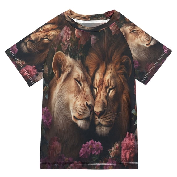 BZSMCE Summer T-shirt Sunscreen Lioness in Floral Setting Pattern Swim Tops