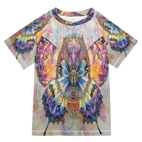 BZSMCE Summer T-shirt Sunscreen Mandala Butterfly Pattern Swim Tops