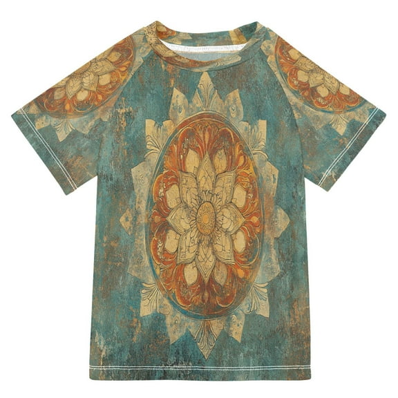 BZSMCE Summer T-shirt Sunscreen Mandala Design Pattern Swim Tops