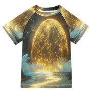BZSMCE Summer T-shirt Sunscreen Moonlit Ocean Reflection Pattern Swim Tops