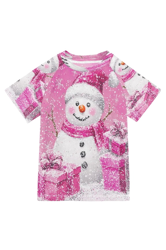 Summer T-shirt Sunscreen Pink Frosty Cheer Pattern Swim Tops