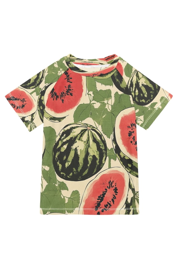 Summer T-shirt Sunscreen Summer Delight: Watermelon Medley Pattern Swim Tops