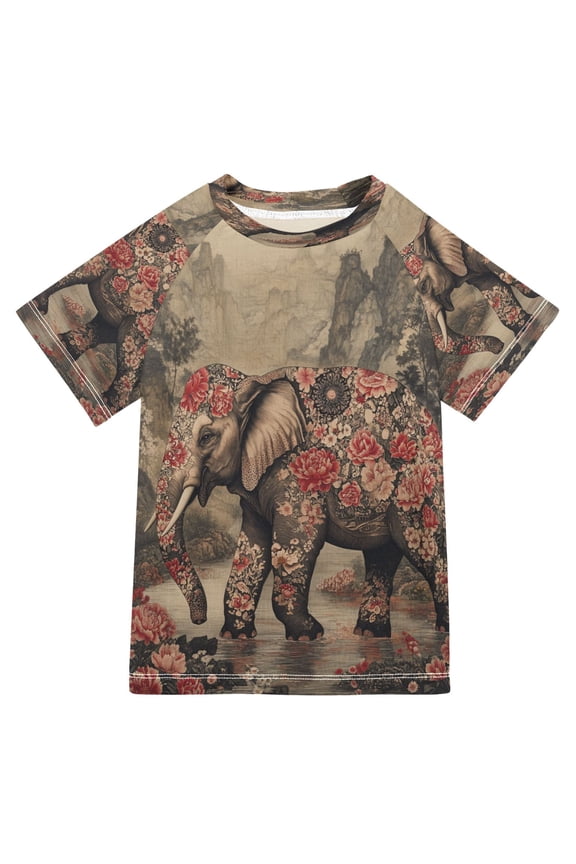 Summer T-shirt Sunscreen The Enchanted Elephant Pattern Swim Tops