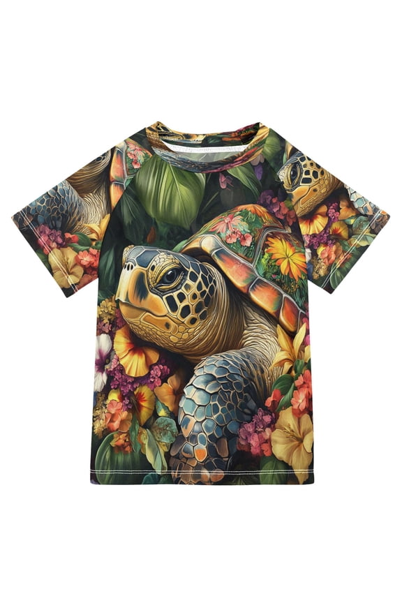 Summer T-shirt Sunscreen Turtle Blossom Serenity Pattern Swim Tops