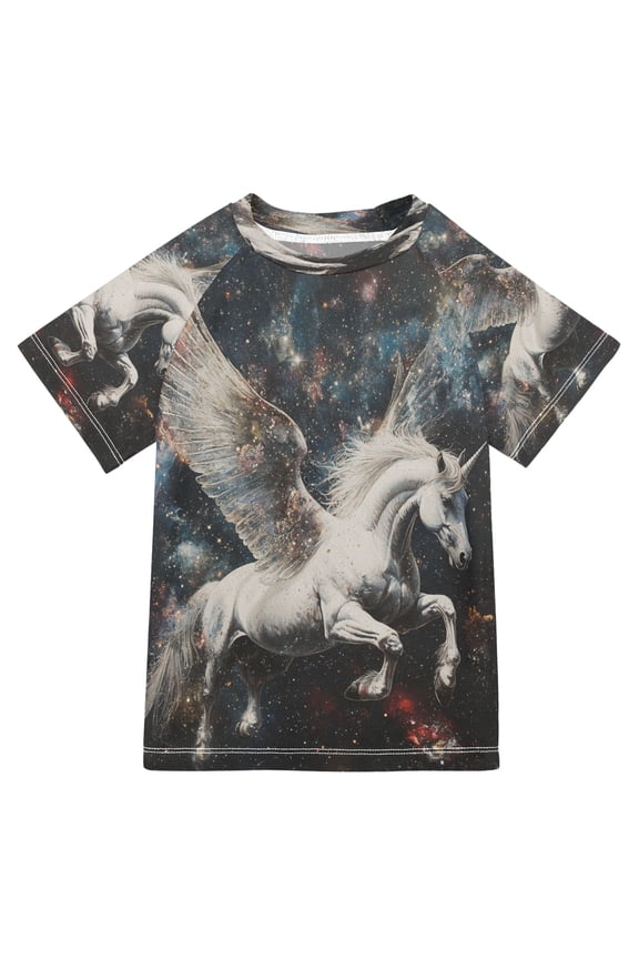 Summer T-shirt Sunscreen Unicorn in Space Pattern Swim Tops