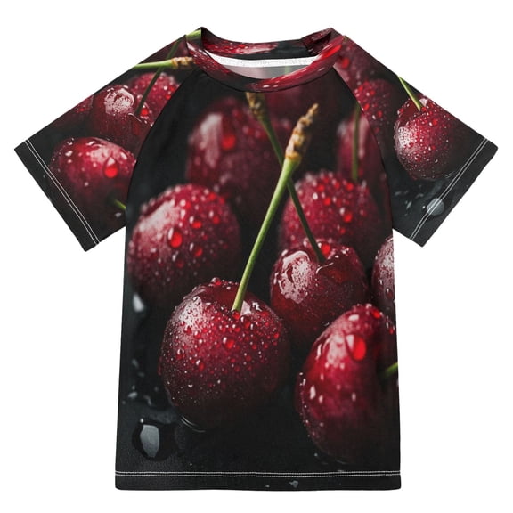 BZSMCE Summer T-shirt Sunscreen Wet Cherries Pattern Swim Tops