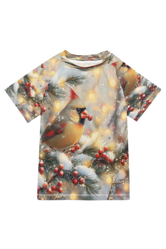 Summer T-shirt Sunscreen Winter Cardinal Pattern Swim Tops