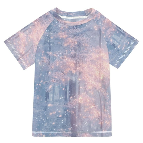 BZSMCE Summer T-shirt Sunscreen Winter Forest Snowfall Pattern Swim Tops