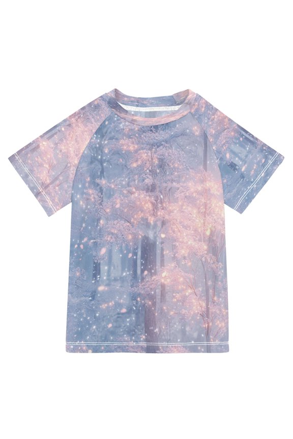 Summer T-shirt Sunscreen Winter Forest Snowfall Pattern Swim Tops