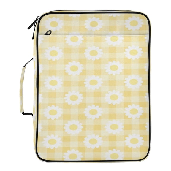 BZSMCE Sunny Daisy Check Pattern Water-Resistant Filing Folder Binder Organizer Keeper 1.2 Inch 3-Ring 7-Pocket Expanding File