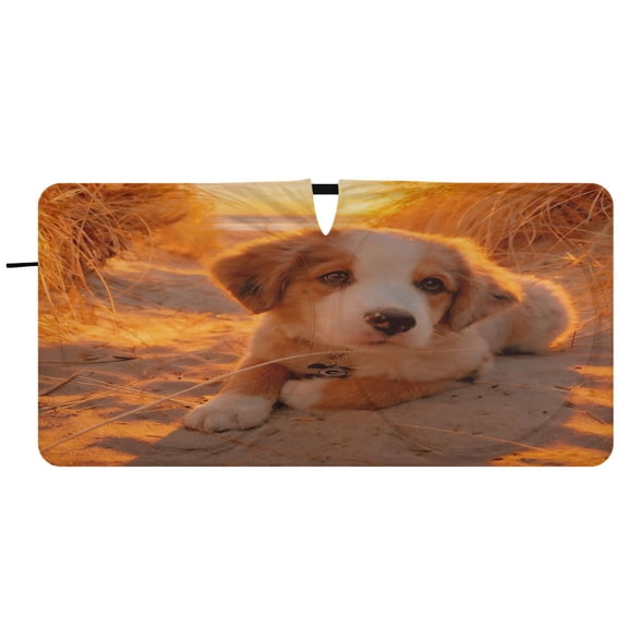 BZSMCE Sunset Puppy Shade Foldable UV Protection for Car SUV Truck 59" x 30"/62" x 32"