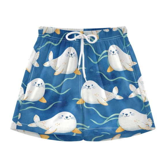 BZSMCE Swim Shorts Animal Cute Sea Lions Pattern For Quick-Dry Shorts With Anti-Chafe Liner