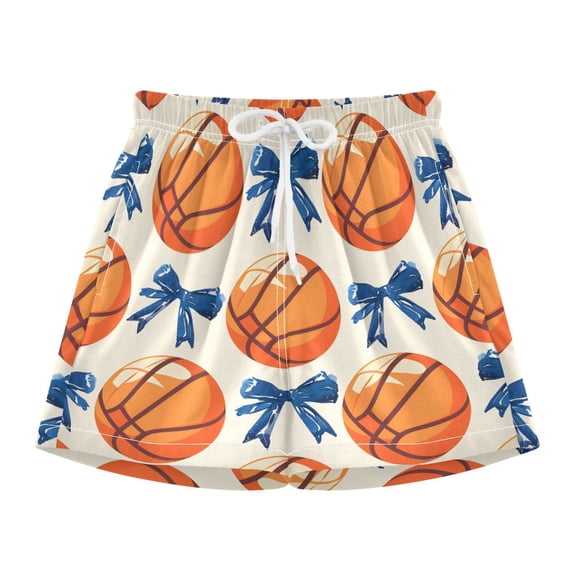 BZSMCE Swim Shorts Basketball Blue Bow Pattern For Quick-Dry Shorts With Anti-Chafe Liner
