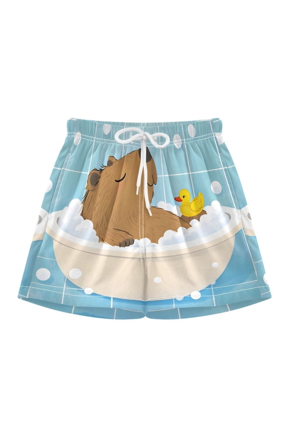 BZSMCE Swim Shorts Bathing Capybara Pattern For Quick-Dry Shorts With Anti-Chafe Liner
