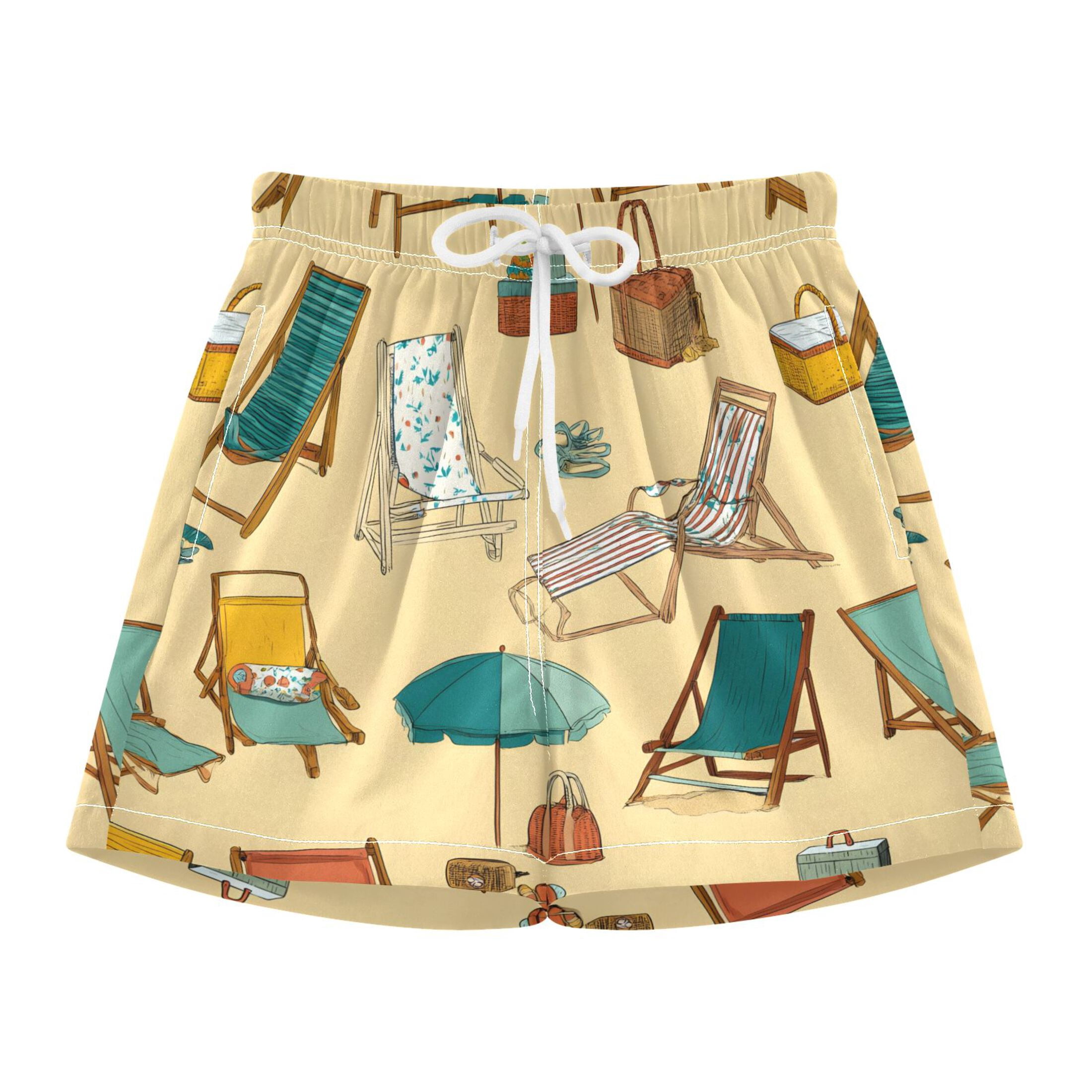 BZSMCE Swim Shorts Beach Chairs Deck Pattern For Quick-Dry Shorts With ...
