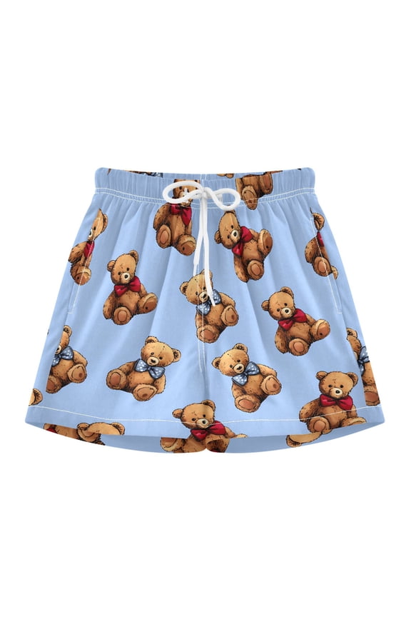 BZSMCE Swim Shorts Bear Doll Pattern For Quick-Dry Shorts With Anti-Chafe Liner