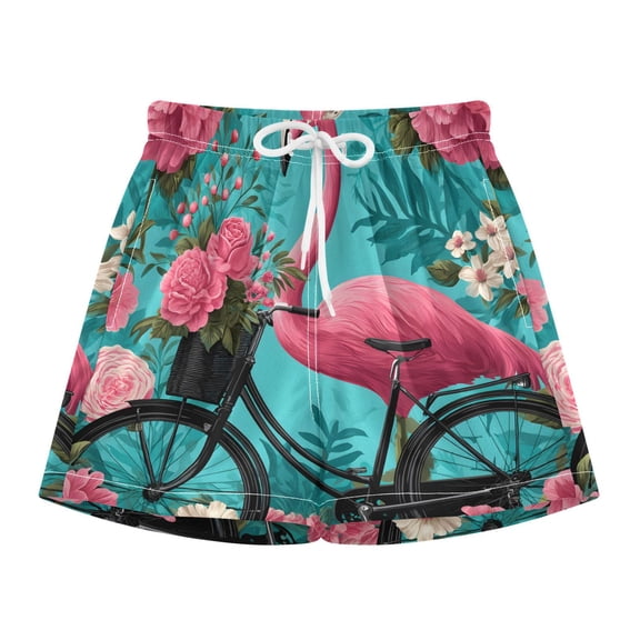 BZSMCE Swim Shorts Bicycle Flamingo For Quick-Dry Shorts With Anti-Chafe Liner