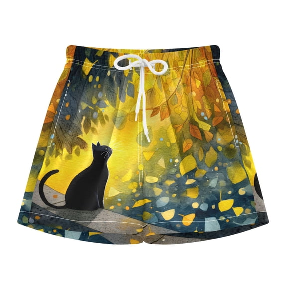 BZSMCE Swim Shorts Black Cat For Quick-Dry Shorts With Anti-Chafe Liner