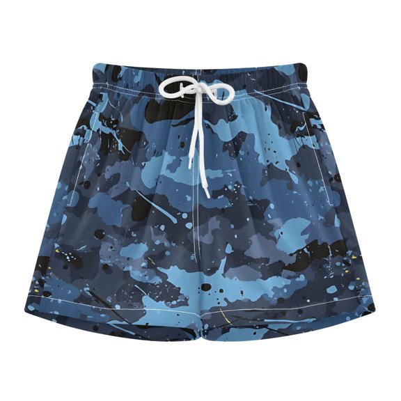 BZSMCE Swim Shorts Blue Splash Camouflage Pattern For Quick-Dry Shorts With Anti-Chafe Liner